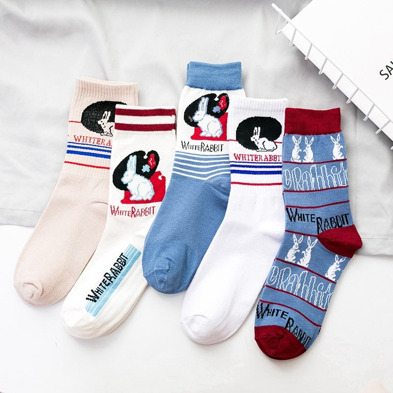 Socks Trendy Tube White Rabbit High-top Cotton Socks