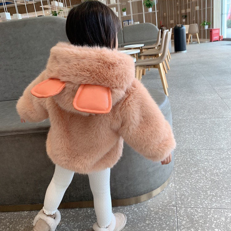 Thickened Little Girl Hooded Children's Jacket