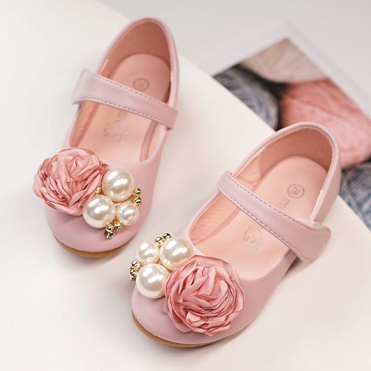 Girls Pearl Bow Show Princess Shoes