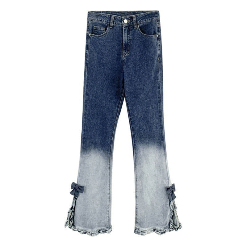 Women's Summer American-style Retro Slit Slightly Flared Gradient Jeans