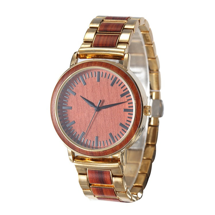 Waterproof Steel Chamber Wood Business Quartz Watch