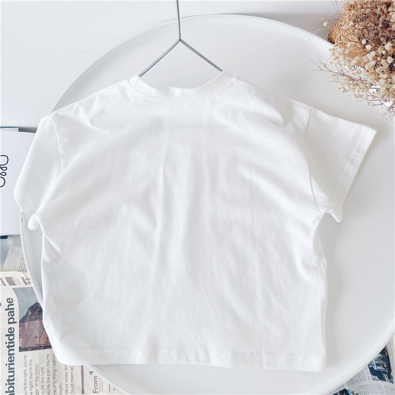 Summer Boys White Short Sleeve T-Shirt Top