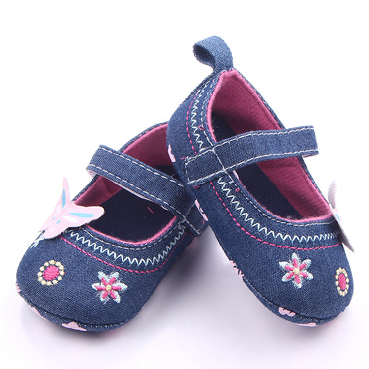 Bowknot Embroidered Fashion Denim Toddler Shoes