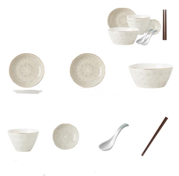 Dishes Set Nordic Phnom Penh Light Luxury Ceramic Tableware Household Modern Simple Tableware Chopsticks Big Soup Bowl Combination