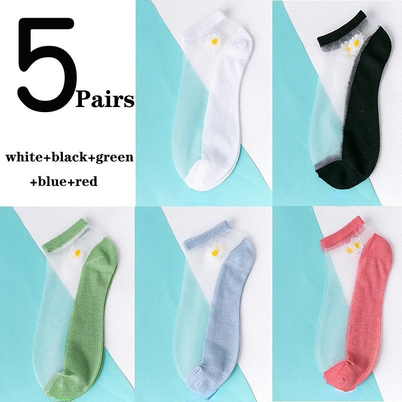 Women's Low-cut Liners Transparent Spun Glass Thin Socks