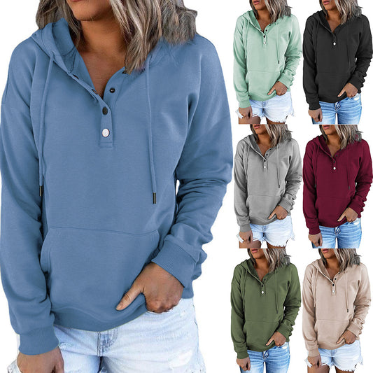 Women's Autumn and Winter New Long Sleeve Loose Casual Hooded Drawstring Pocket Sweater