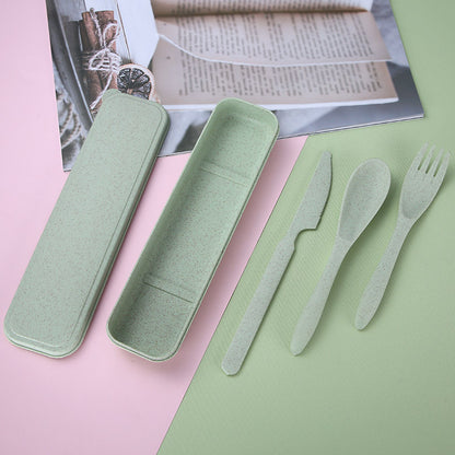 Wheat Straw Portable Cutlery Box Set