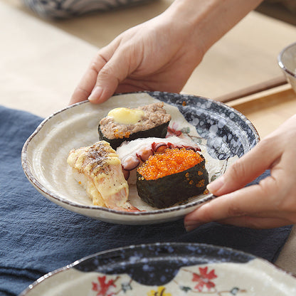 Japanese-style Underglaze Hand-painted Ceramic Plate Tableware