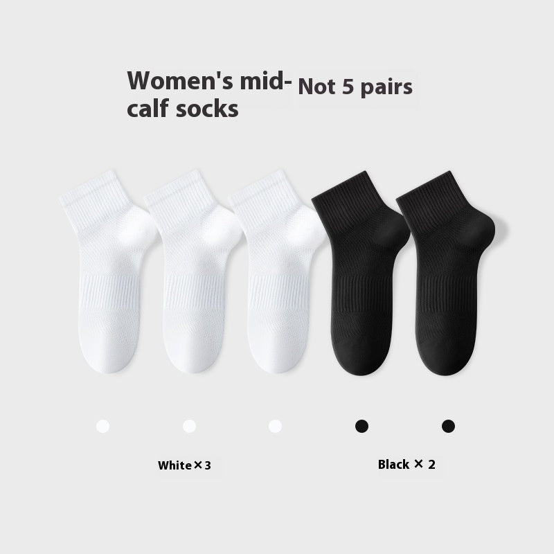 Pure Cotton Summer Antibacterial Breathable Mid-calf Socks Tight