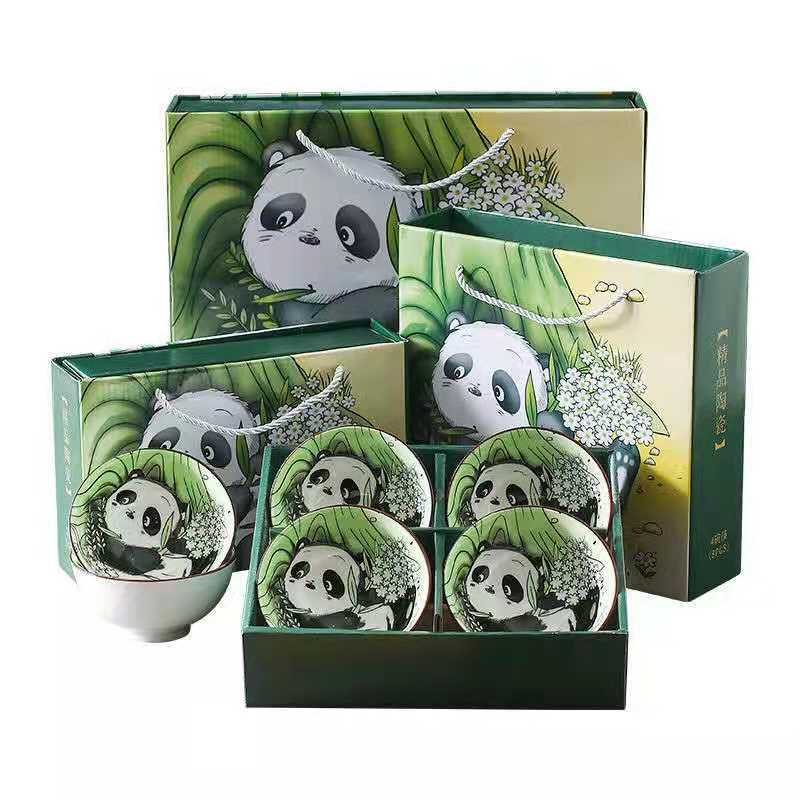 Panda Bowl Set Household Combination Tableware Gift Box