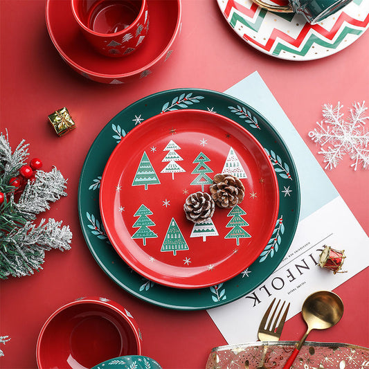 Christmas Ceramic  And Dish Set For Household Soup Bowl And Rice