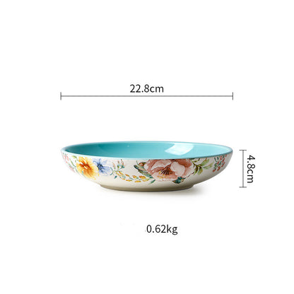 French Underglaze Ceramic Dinner Plate Dim Sum Tray