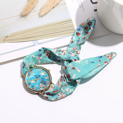 Women's Fashion Floral Wrap Ribbon Watch