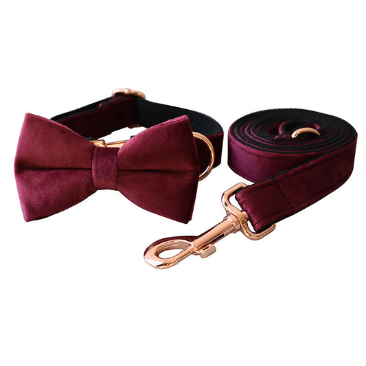 Velvet Dog Collar Double Microfiber Bowknot Pet Products