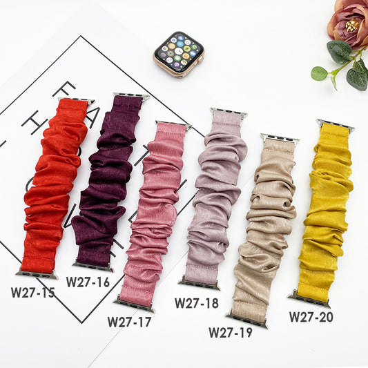 Solid Color Satin Printed Large Intestine Ring Elastic Strap