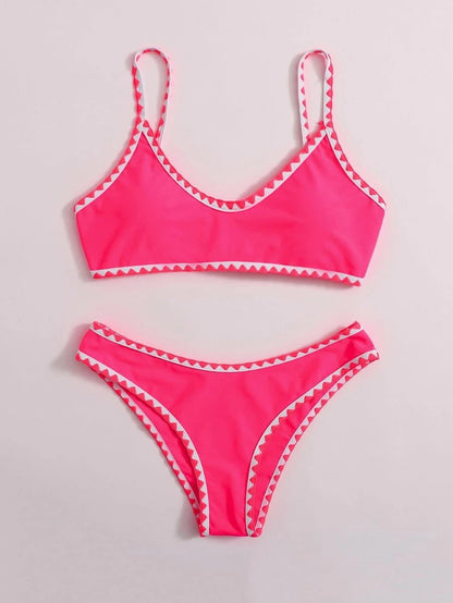 Bikini European And American Sexy Swimsuit Women's Solid Color Beach Bikini Swimwear