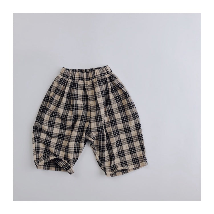 Korean Kids Children's Plaid Carrot Pants