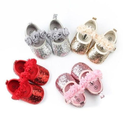 Glitter Rosette Mary Janes