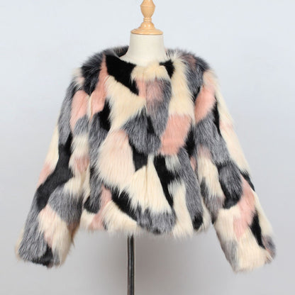 Popular fashion faux fur children's jacket