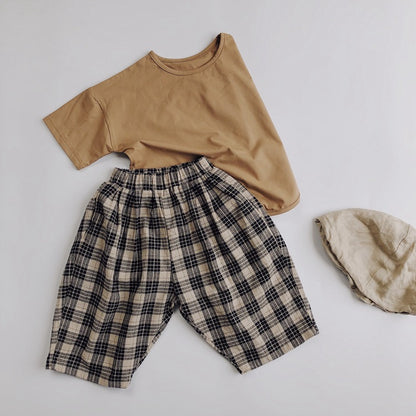 Korean Kids Children's Plaid Carrot Pants