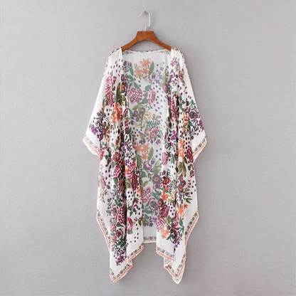 Printed Long Cardigan Bikini Beach Blouse