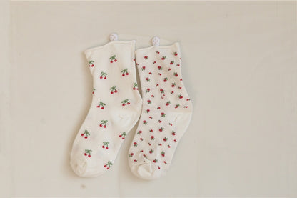 Cherry Cotton Socks Middle Tube Socks