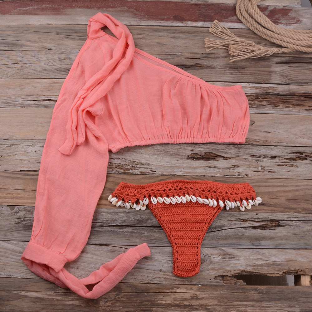 European and American beach bikini split shell suit