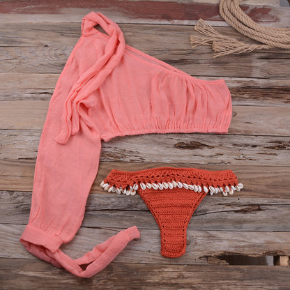 European and American beach bikini split shell suit