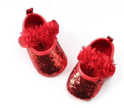 Glitter Rosette Mary Janes