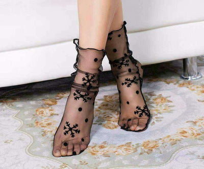 Thin Mid-calf Transparent Net Women's Breathable Lace Socks