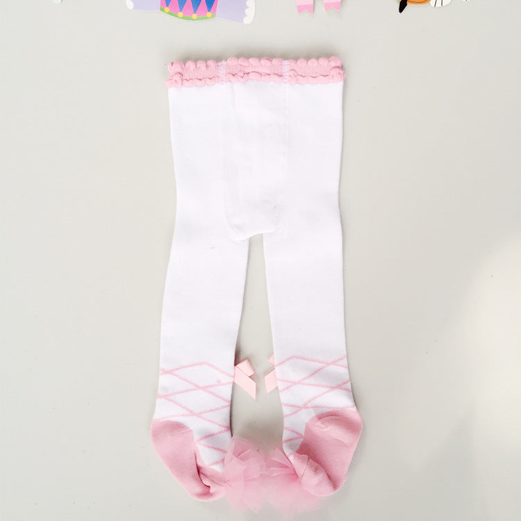 Children Dance Panty-hose Baby With Panty-hose Lace Bow