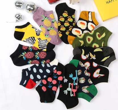 Fruit socks cartoon avocado female cotton socks