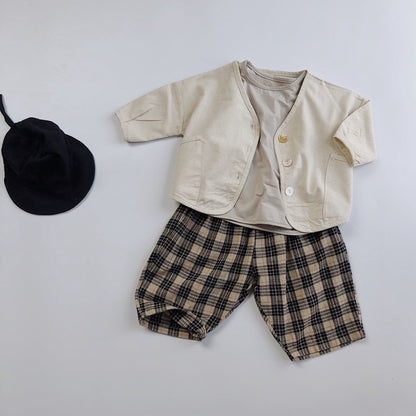 Korean Kids Children's Plaid Carrot Pants