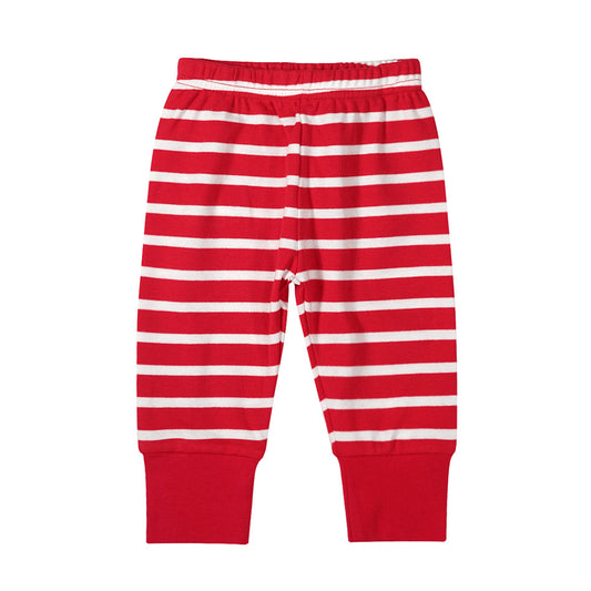 Striped Stitching Pocket Pajama Pants Leggings For Men And Women Baby Warm Trousers