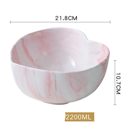 Creative love heart-shaped ceramic tableware couple bowl and spoon set