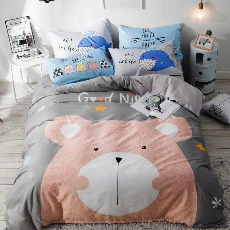 Cartoon four-piece cotton duvet cover