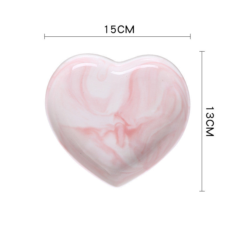 Creative love heart-shaped ceramic tableware couple bowl and spoon set