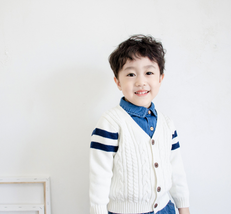 Boy's Thick Needle Sweater Cardigan College Style Wool Jacket