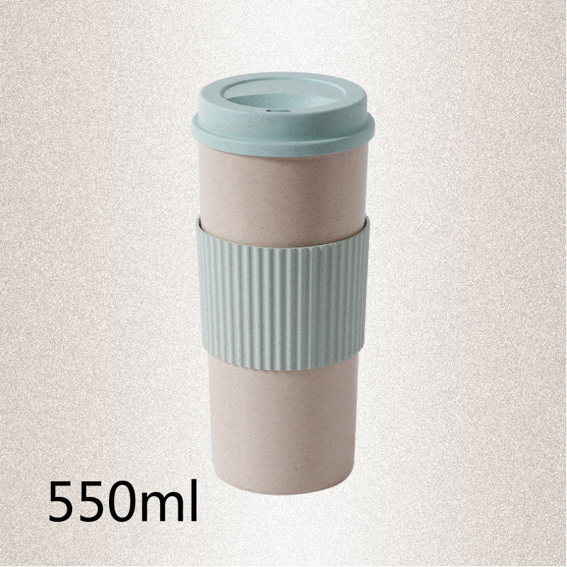 Reusable Coffee Tea Cup Random Color Wheat Straw Mug Coffee Cup with Lid Home Outdoor Water Bottle Travel Insulated Cup