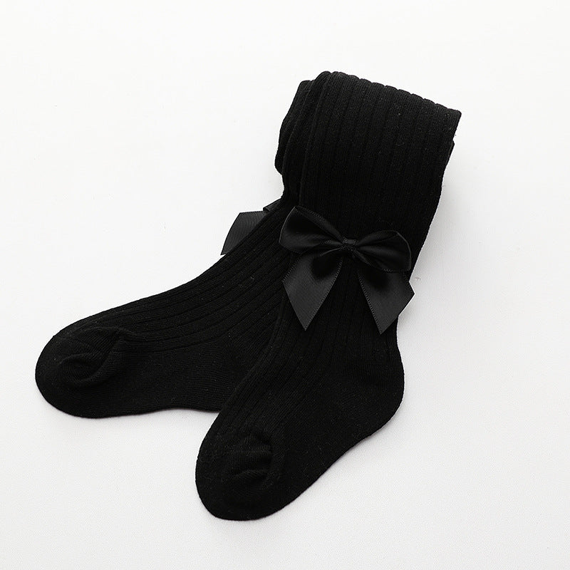 Children's socks with solid bow