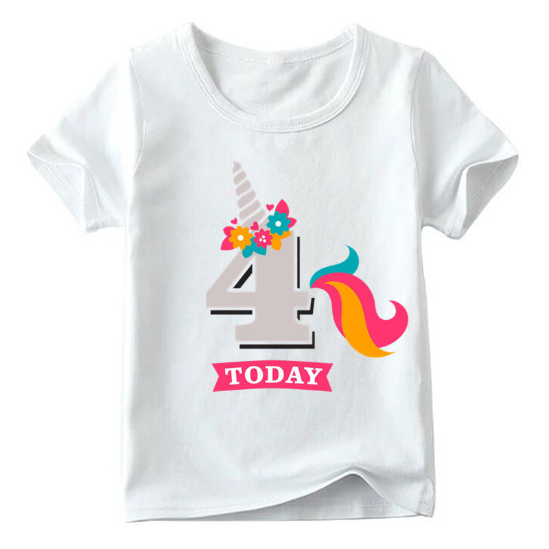 Children's Birthday Digital Printed Short-sleeved T-shirt