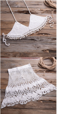 Hand-knitted beach split bikini