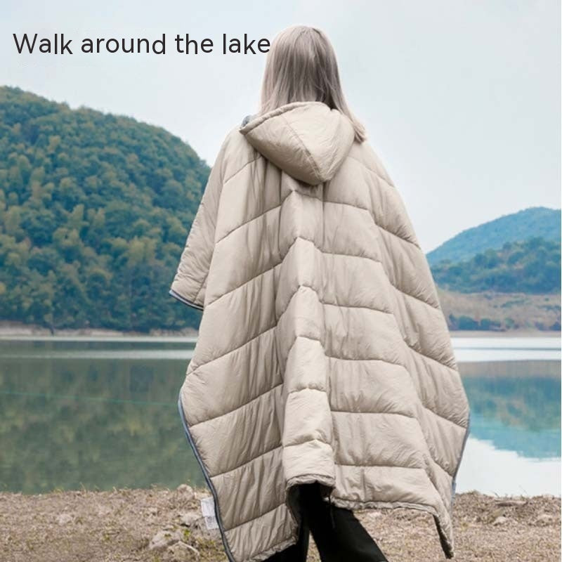 Outdoor Cloak Sleeping Bag Camping Wearable Cold-proof Warm Cape Shawl Blanket