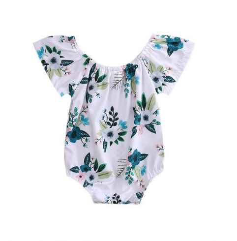 Adorable Newborn Baby Girl Flower Trumpet Sleeves Romper Jumpsuit Sunsuit Outfits 0-24M