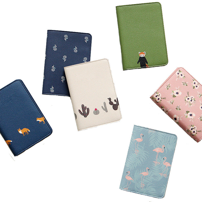 Korea cute animal and plant travel passport holder short passport set multi-function travel document package