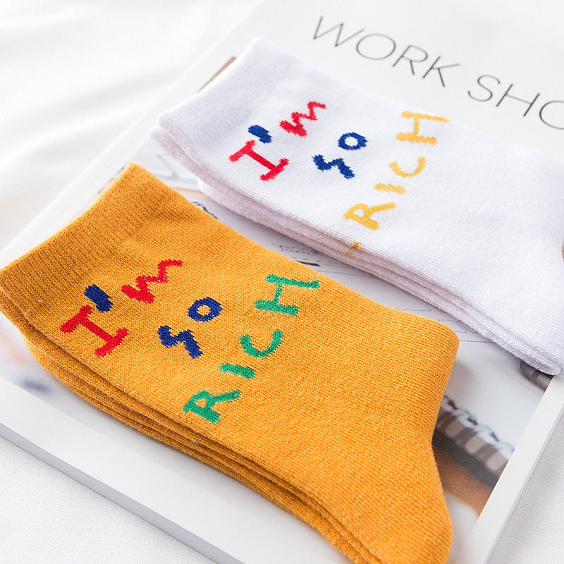 Trends socks female spring summer couples Harajuku tide section long socks creative European and American street letters ins socks