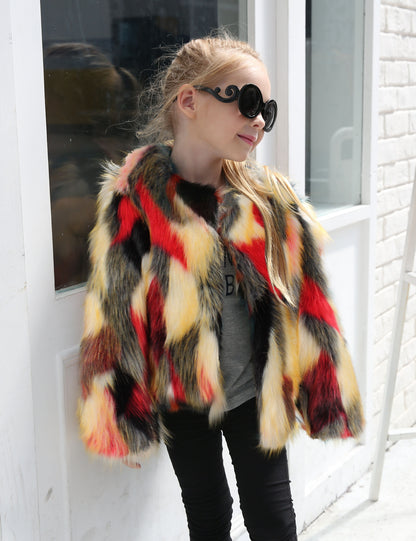 Popular fashion faux fur children's jacket