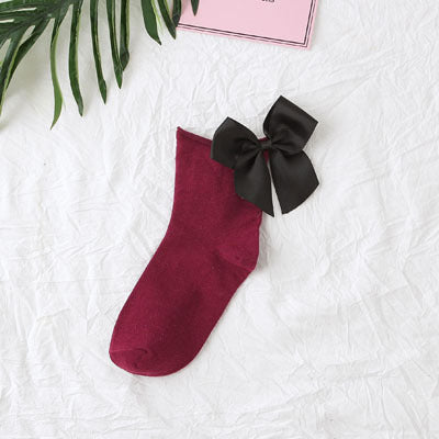 Back bow cotton socks