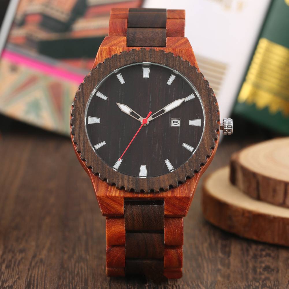 Wood quartz watch