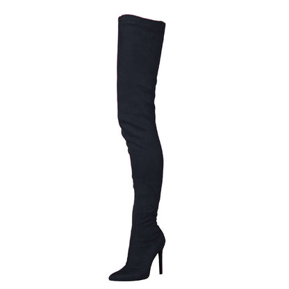 Stretch Suede Pointed Toe  Over-the-knee Boots For Women